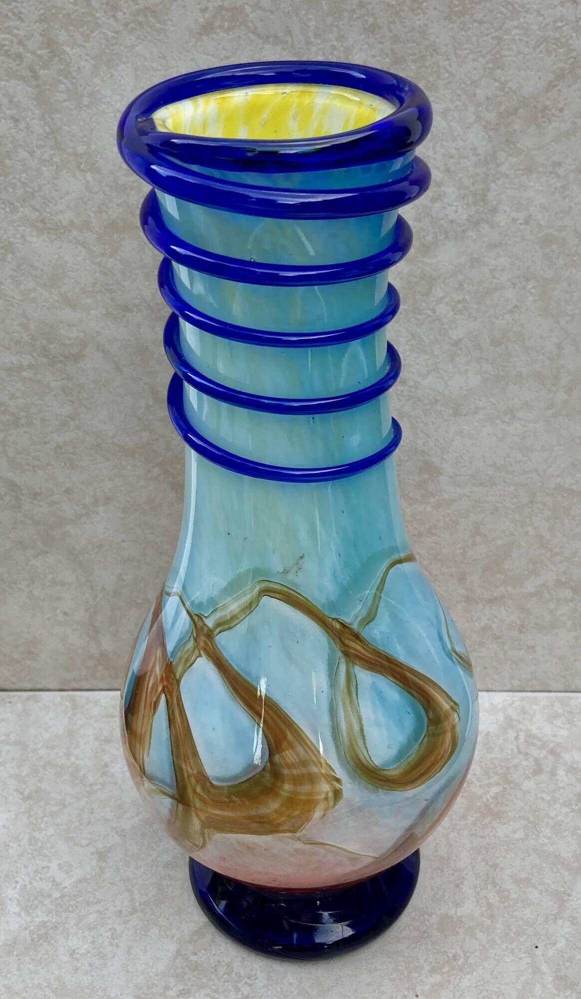 vase - glass paste - signed SABA FRÈRES - BIOT - dated No. 95 - size XXXL
