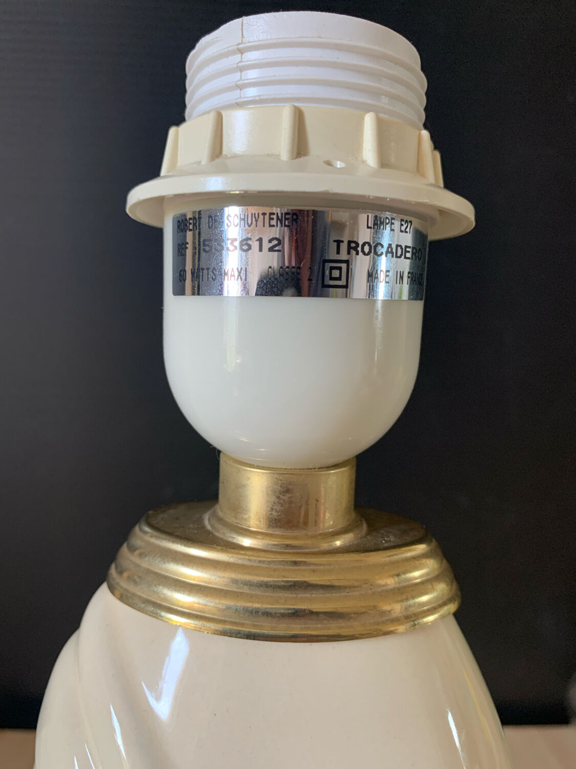 Beige and gilded ceramic lamp Robert de Schuytener