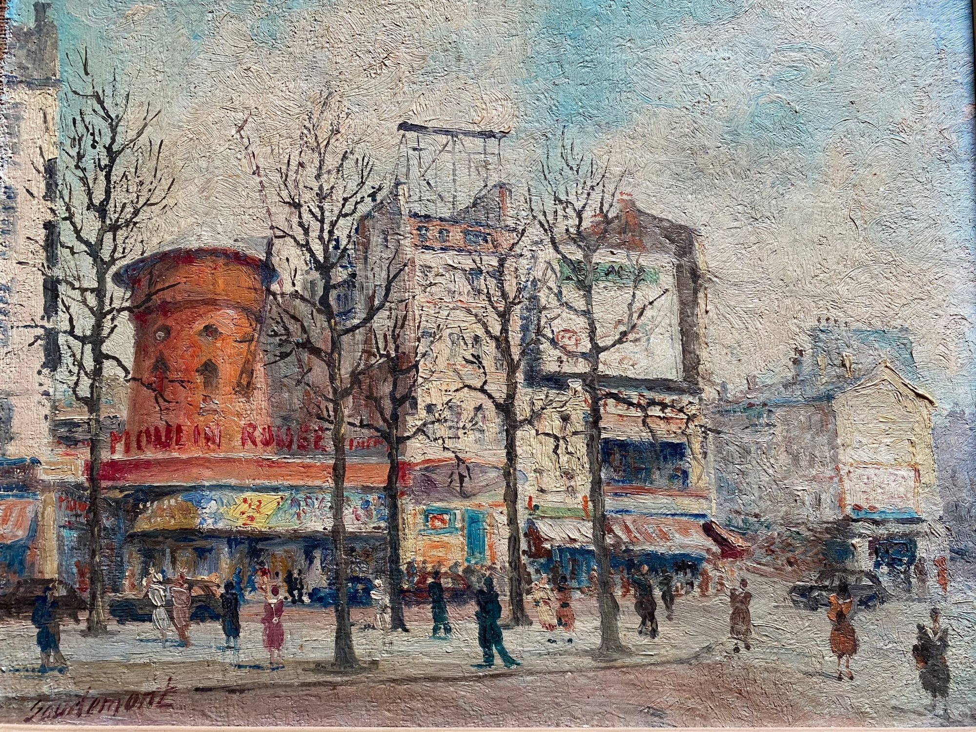 Oil, painting, Saudemont, Moulin Rouge, Paris