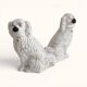 Pair of King Charles Spaniel dogs in Staffordshire majolica style.