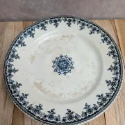 Compote dish Terre de fer H. Boulenger & Cie – Gagny model – Blue floral decoration