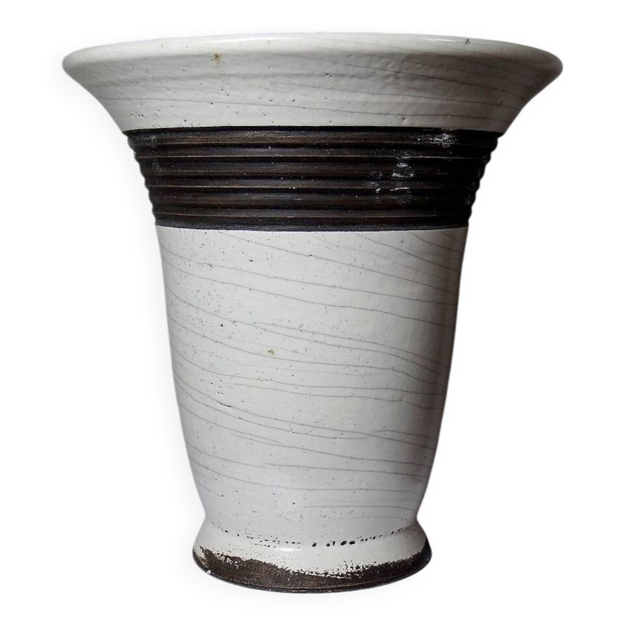 Grande lampe moderne Raku beige et brun Keramos Sèvres - Jean Besnard 1889-