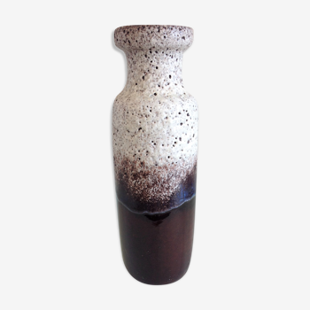 Vase tube marron et gris en céramique Fat Lava années 60/70