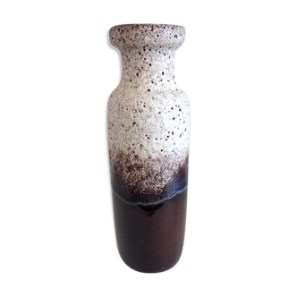 Vase tube marron et gris en céramique Fat Lava années 60/70