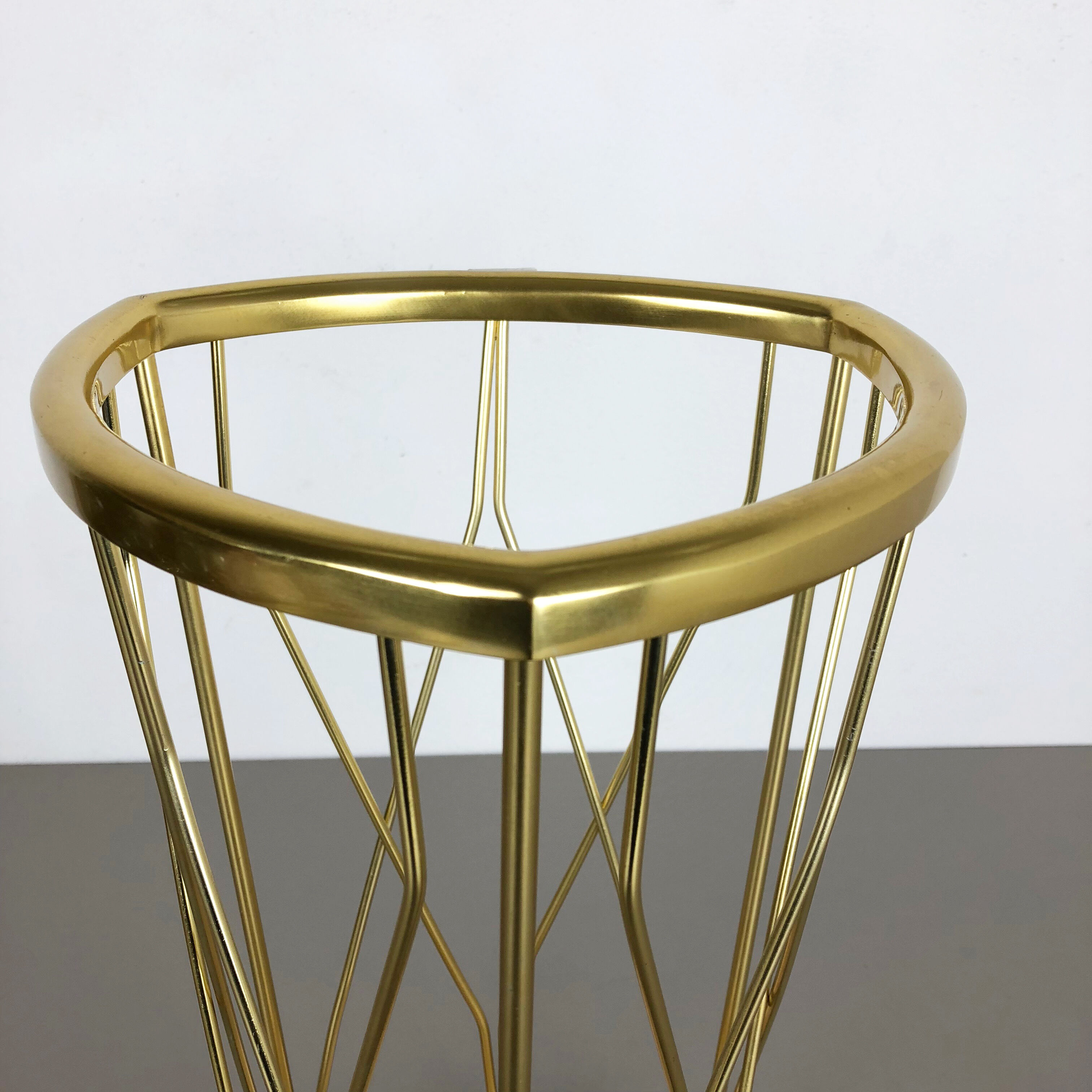 Midcentury metal brass modernist umbrella stand, Germany, 1950s