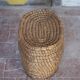 Antique basket, straw and bramble, woven basket with lid