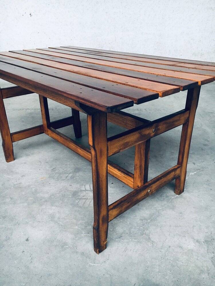 Patinated Wood Garden Table, 1970s