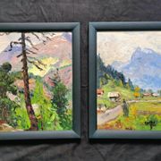 Pair of post-impressionist paintings signed BERJONNEAU, oil on cardboard.