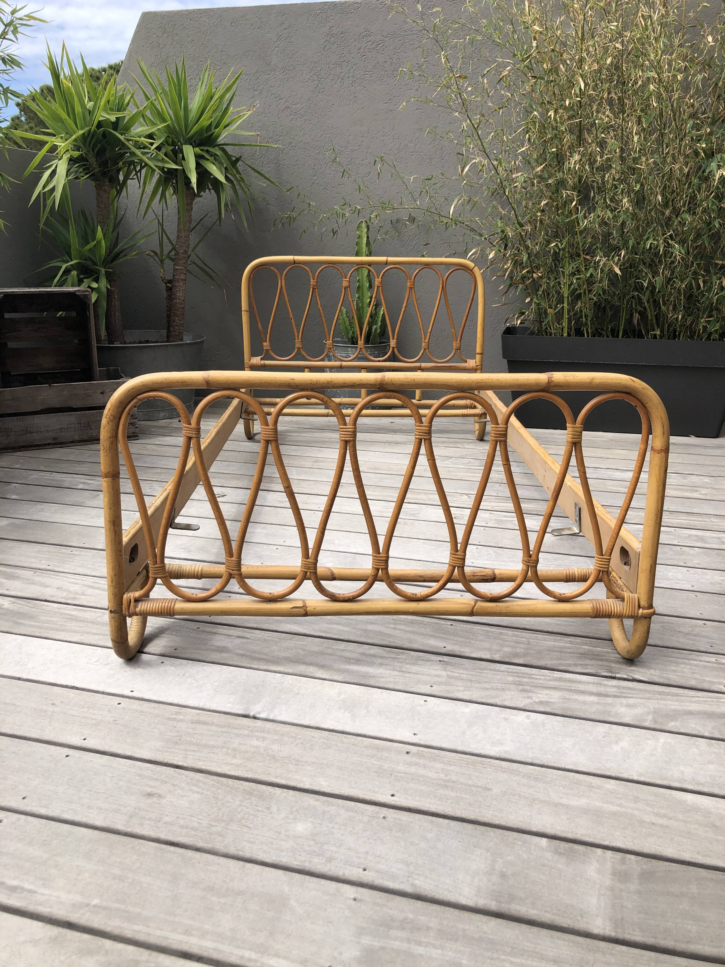 Rattan bed 50s