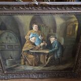 Granval: oil painting on canvas depicting a tasting scene in the cellars of a monastery.