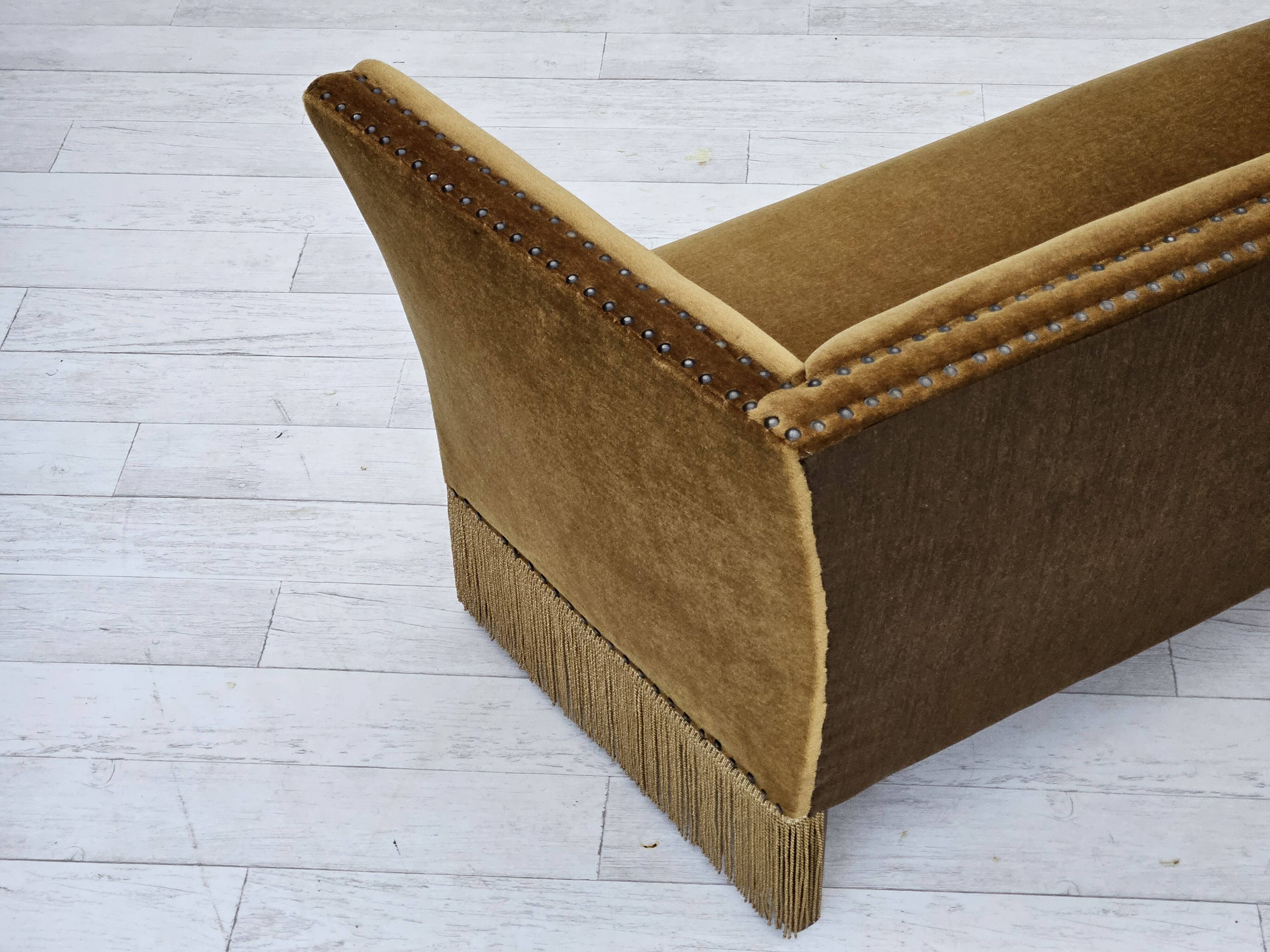1960s, Danish 2 seater sofa, furniture velour, original condition.