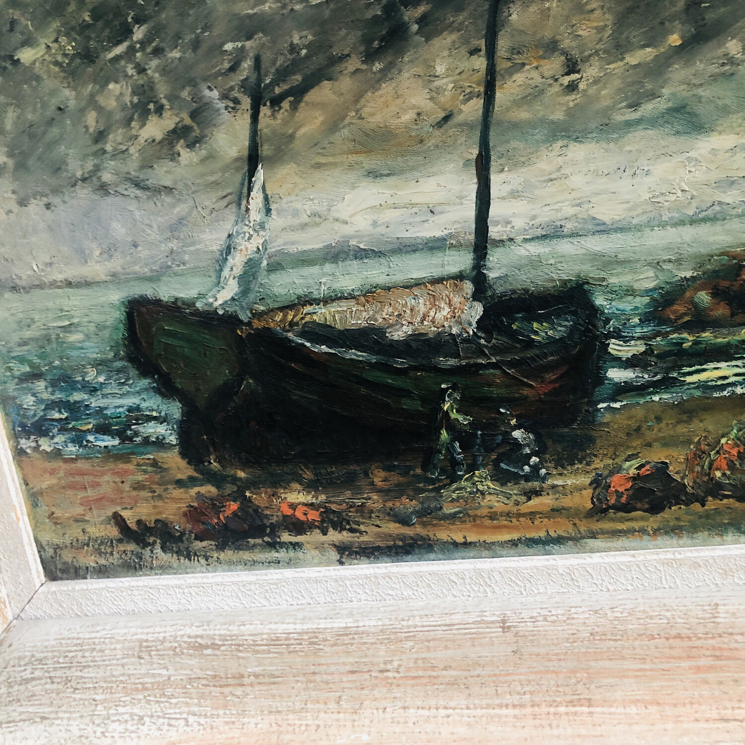 Paiting "The fishing boat at low tide"