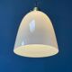 High opaline glass pendant lamp with brass fixture