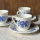3 tasses à café anciennes bleues Sarreguemines France