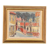 Huile sur toile originale suédoise – « årstadal, Stockholm » – Datée de 1944 – Vintage et encadrée