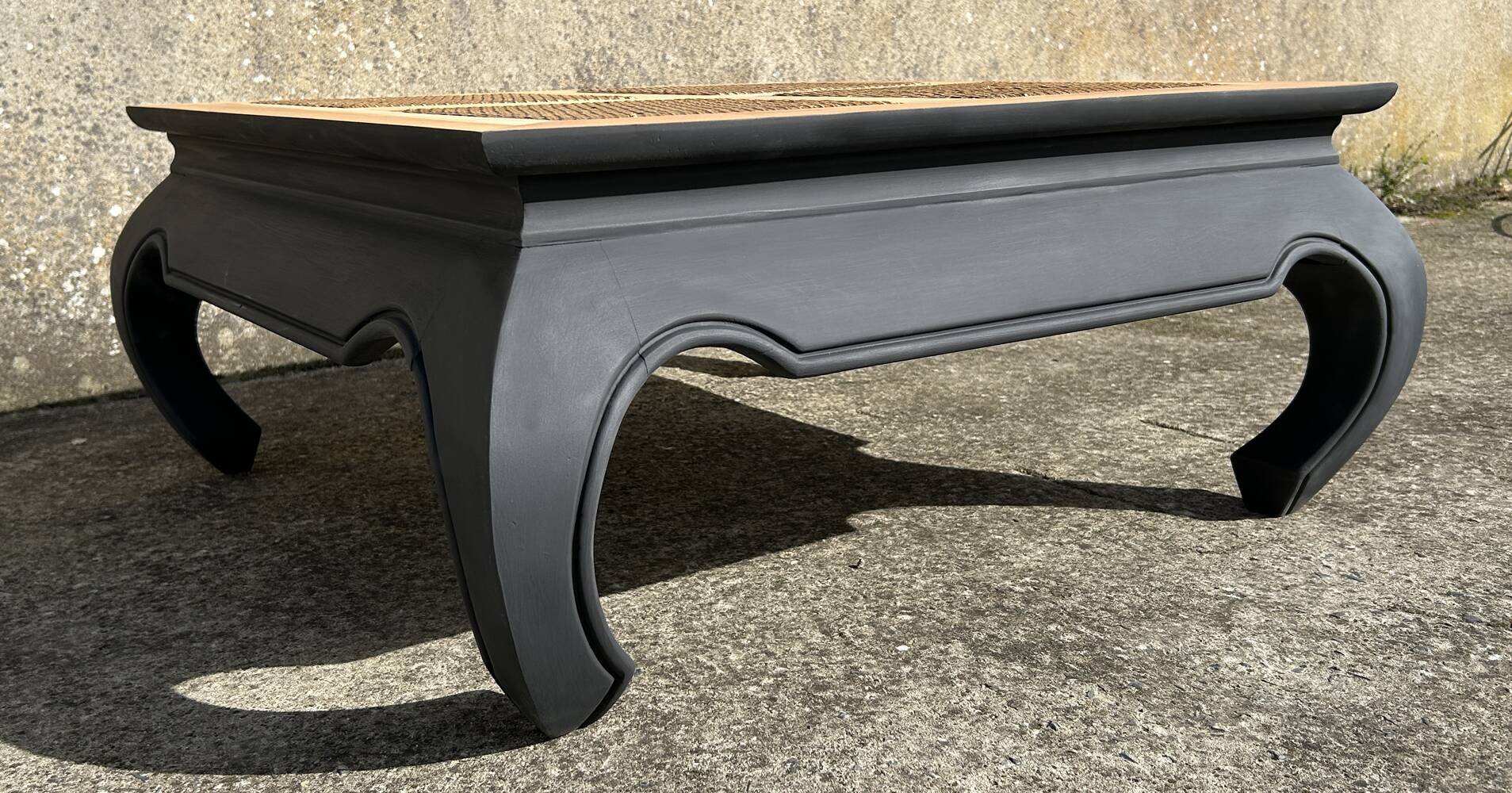 Square opium coffee table, solid teak, elephant legs