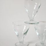 set of 5 blown glass wine glasses from the early 20th century