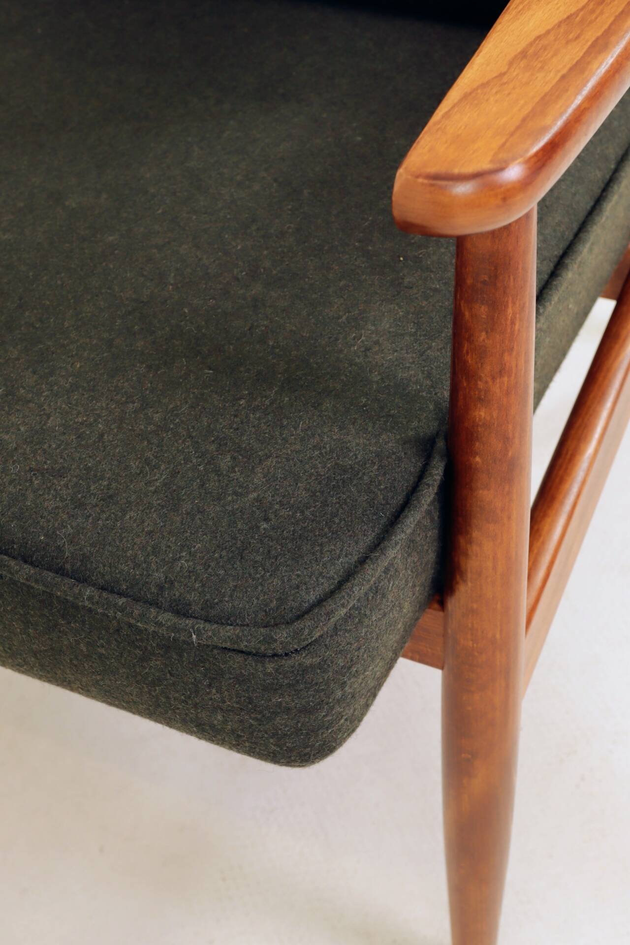 Modern living room chair deep olive green wool by M.Zielinski