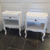 Pair of white patinated Louis XV style bedside tables