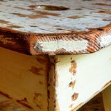 Workshop stool in antique patinated solid wood