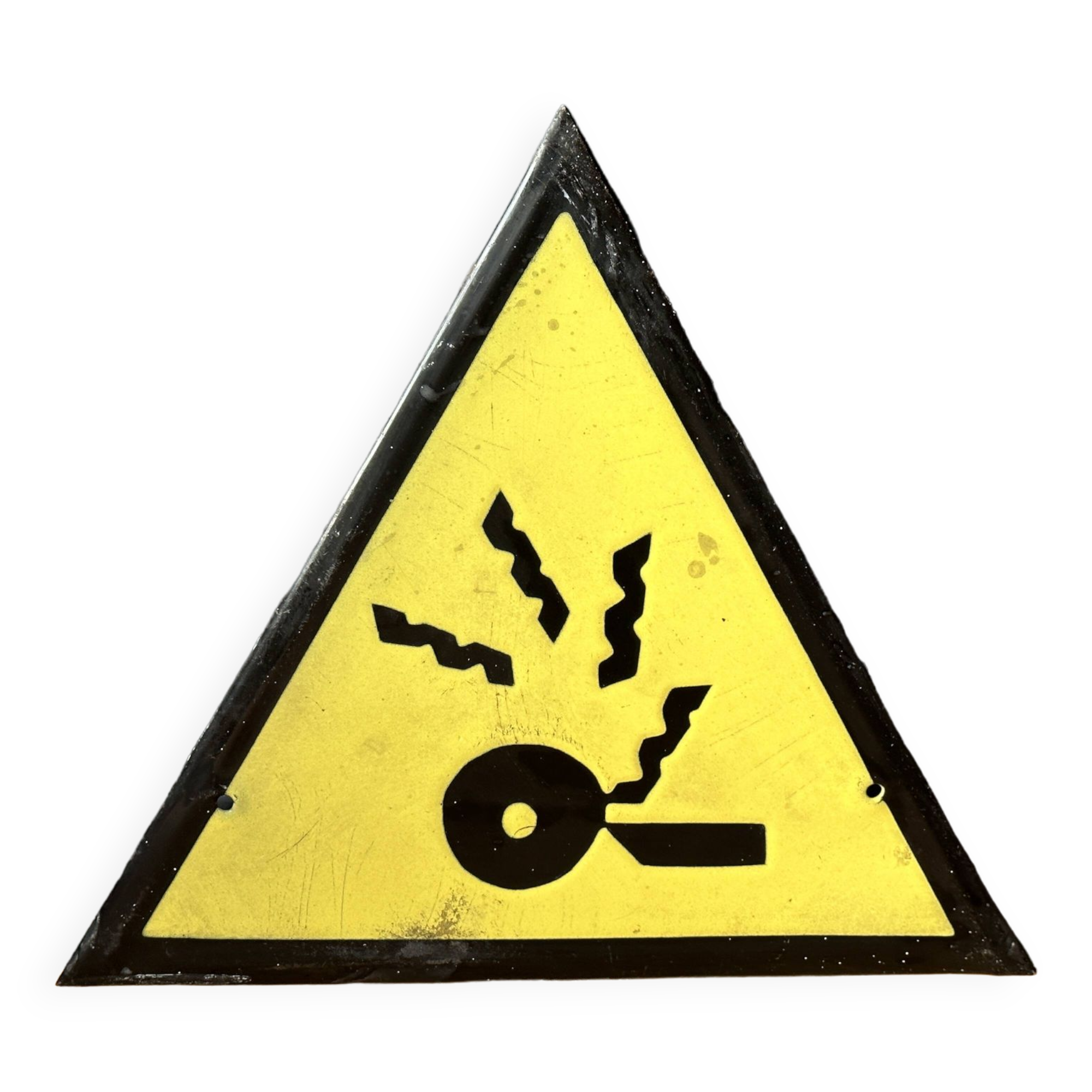 danger warning sign vintage european 1970's industrial enamel sign