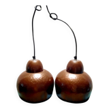 Set of 2 copper-colored metal pendant lights
