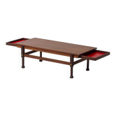 Table basse italienne en teck avec tiroirs cachés, années 1960.