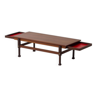 Italian coffee table in teak with hidden drawers, 1960s