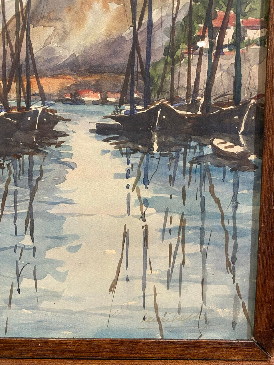 Old painting, marine, signed xx century