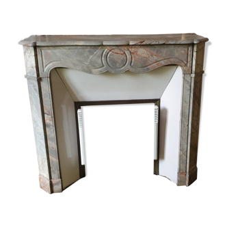 Beige marble fireplace