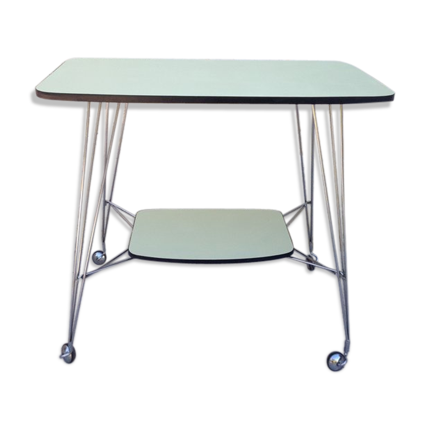 Side table / formica vintage yellow and black TV stand