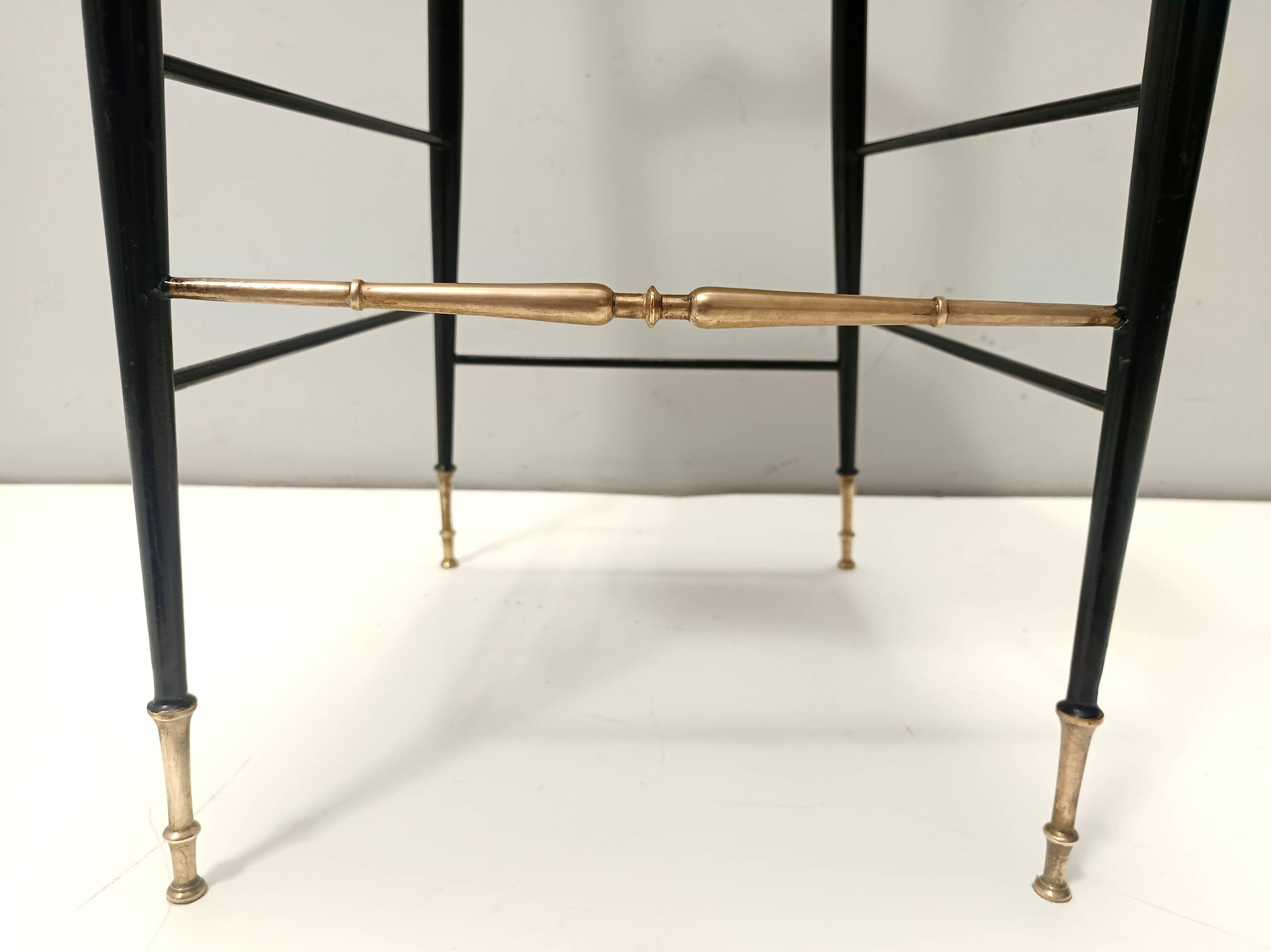 Pair of Vintage Brass and Metal Chiavarine Chairs with Yellow Fabric, Italy