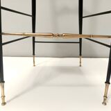 Pair of Vintage Brass and Metal Chiavarine Chairs with Yellow Fabric, Italy