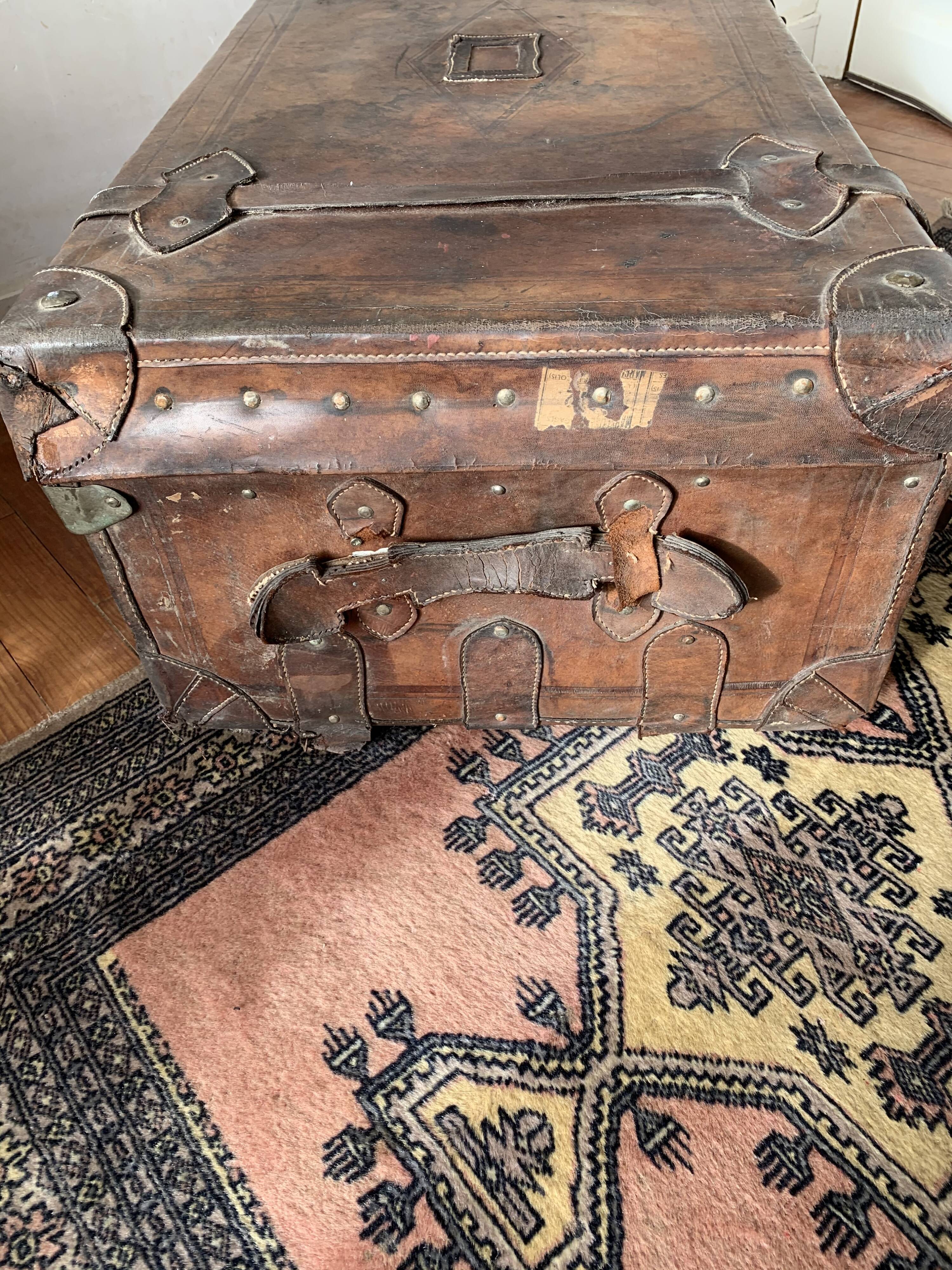 Old leather trunk