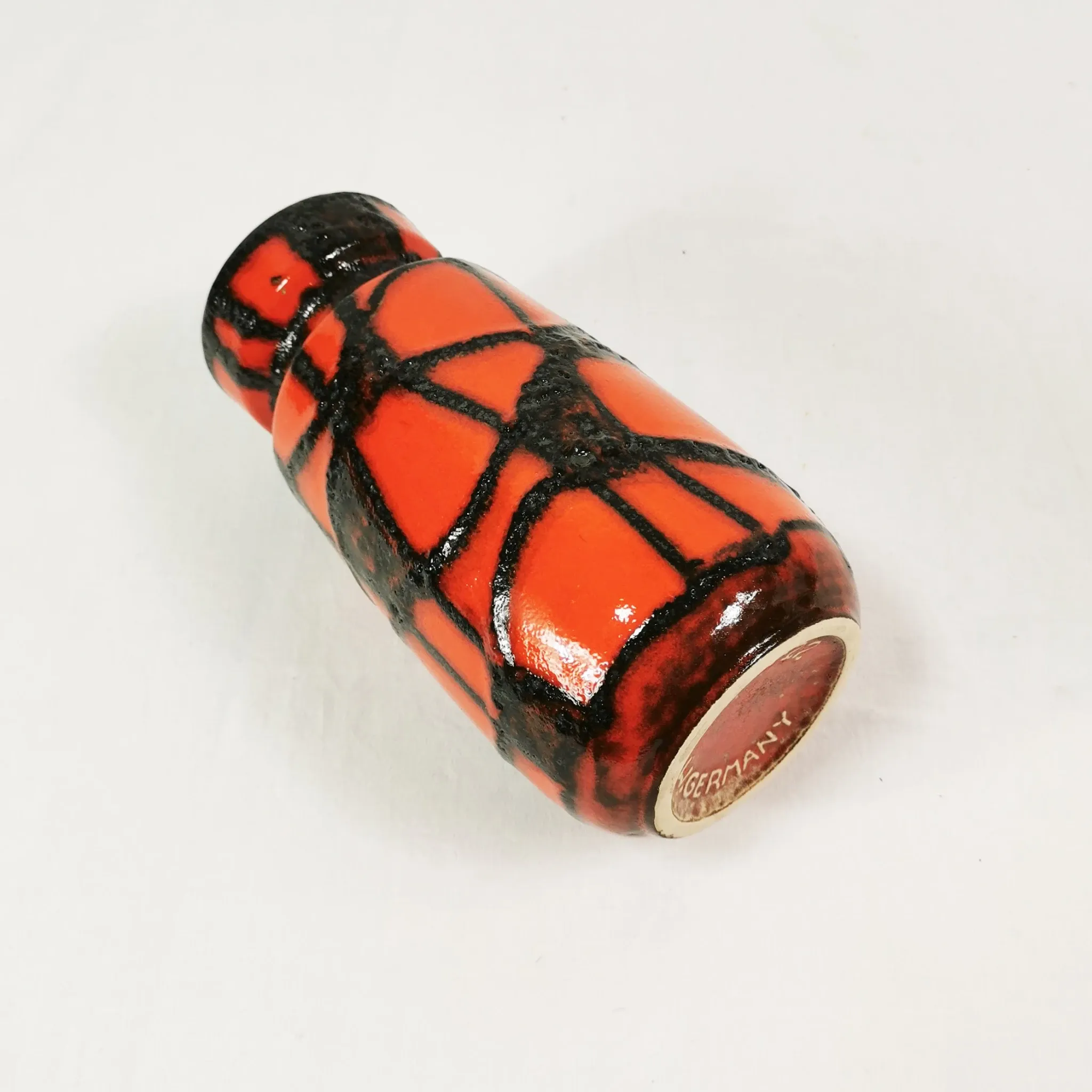 Fat Lava ceramic vase, Scheurich Keramik 242-22 "Spiderweb," 1960s.