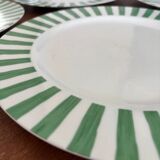 Set of 8 large Guy Degrenne flat plates, vintage green pareo model