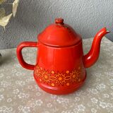 Vintage red enamelled teapot