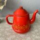 Vintage red enamelled tin teapot
