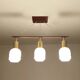 Vintage Scandinavian Pendant Light Teak Glass