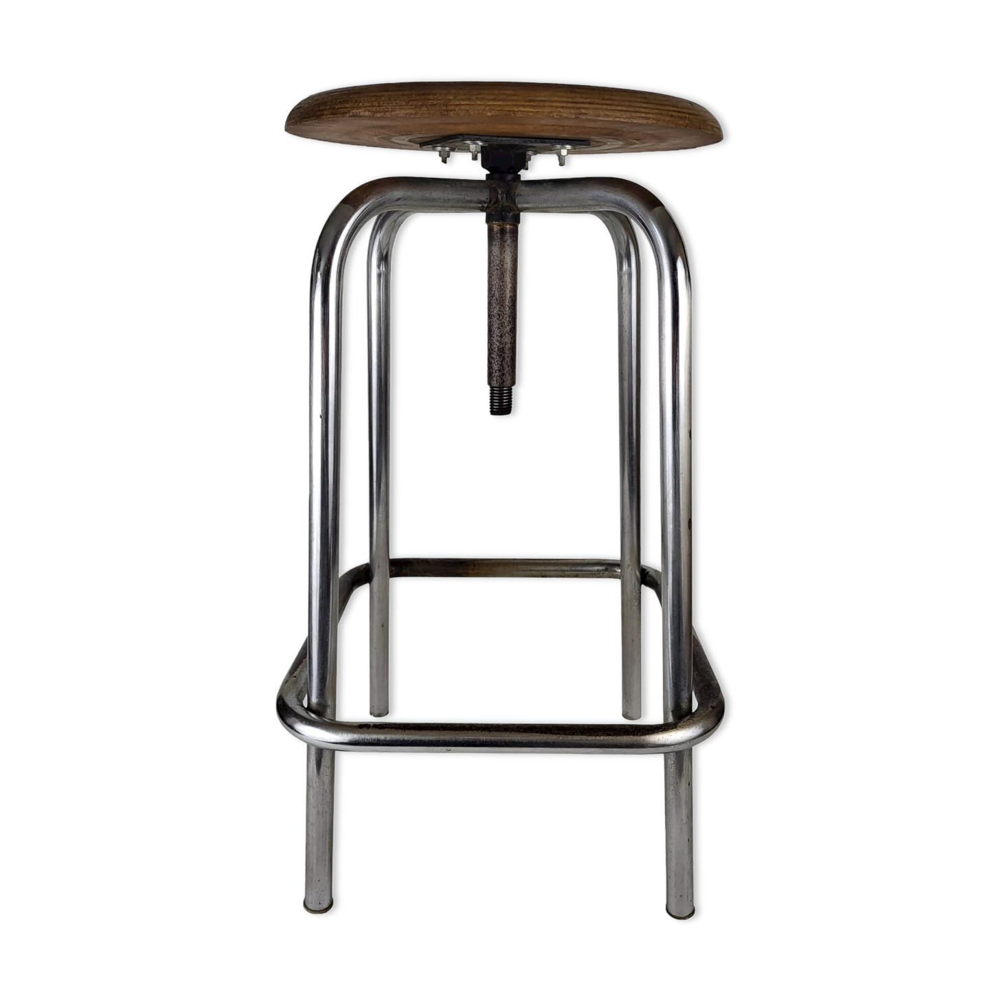 Industrial metal and wood stool