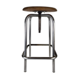 Industrial metal and wood stool