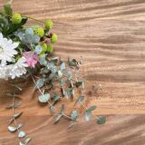 Vintage farmhouse table with turned legs.