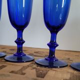 Set of 9 blue Luminarc Champagne flutes