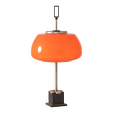 Oscar Torlasco, lampe de table / bureau en verre orange, Prod. Lumi, 1960 environ.