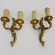 Old pair of wall sconces with double fires in real bronze, acanthus leaf. Year 50