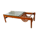 Dujo cuba coffee table in green marble and rosewood 70s