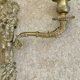 Pair of antique wall sconces in bronze - Louis XVI style / Saying