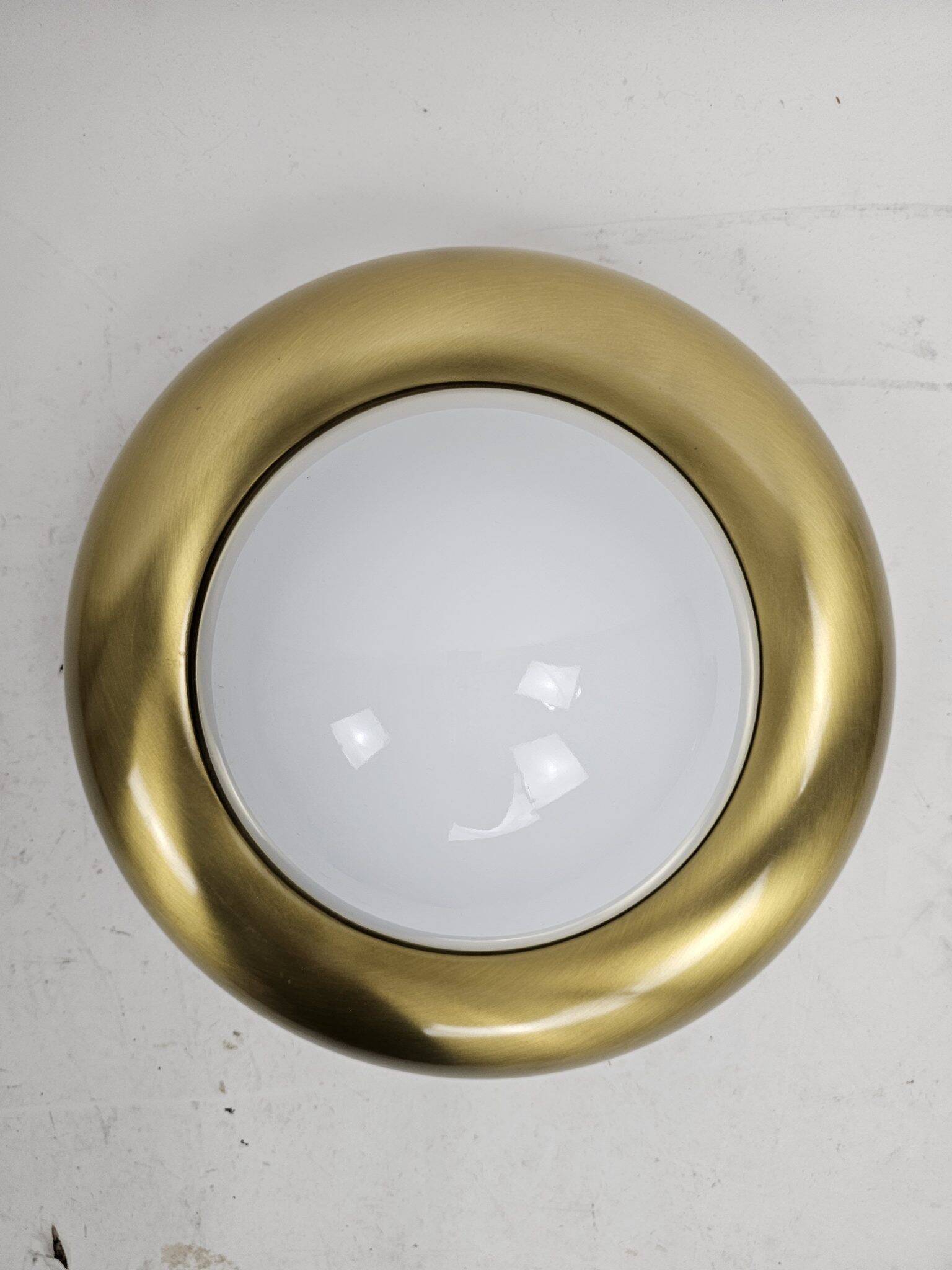 Wall lamp or ceiling lamp made of Valenti brass and frosted glass