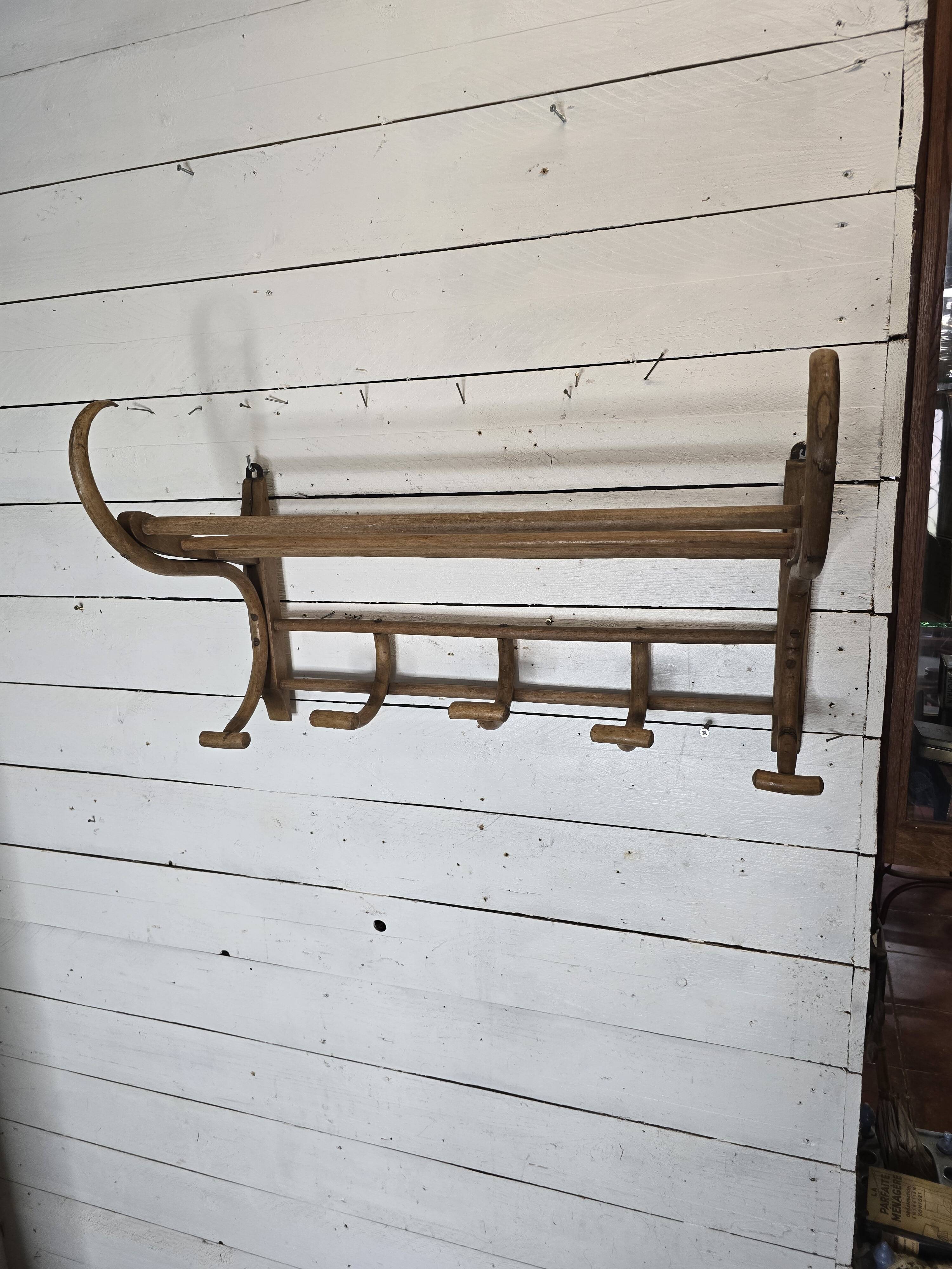 Old curved wooden coat rack