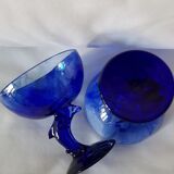Set de 2 tasses à dessert dauphin en verre bleu
